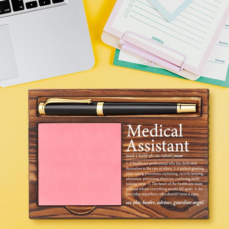 CWGOTC Medical Assistant Gifts for Women, Wooden Sticky Note Pad Holder, Thank You Appreciation Gift for Medical Assistants, Graduation, Birthday, Nurse Week Desk Decor YCB54 - Image 2
